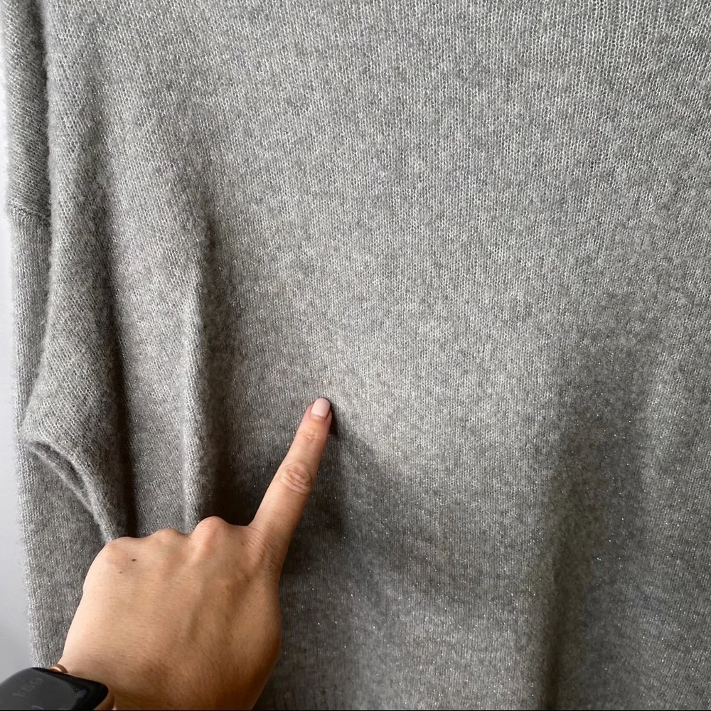 Lisa Todd Wool Metallic Mock Neck Sweater Grey Silver Size Small
